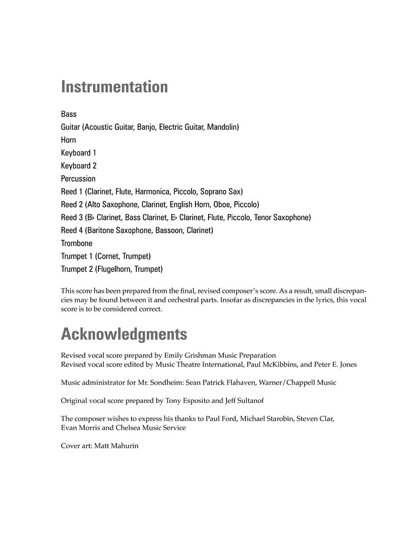 Assassins - Vocal Score