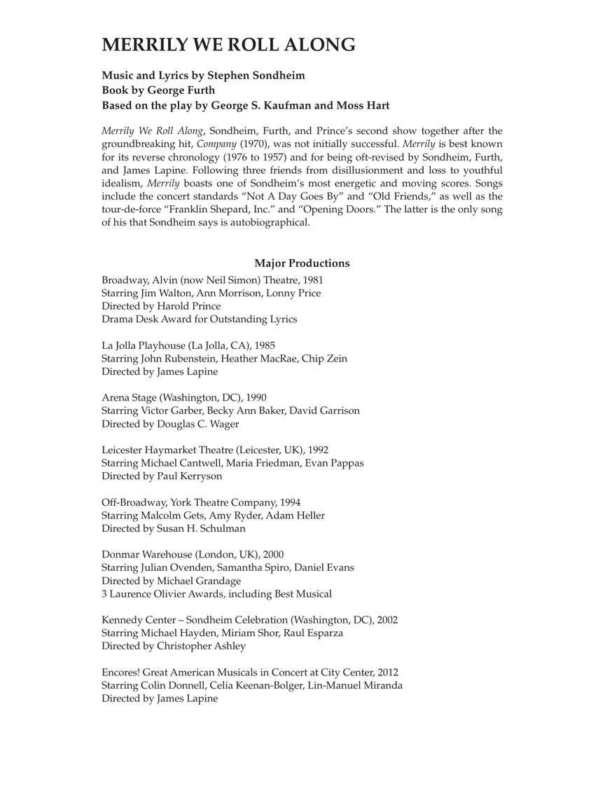 Merrily We Roll Along Vocal Selections