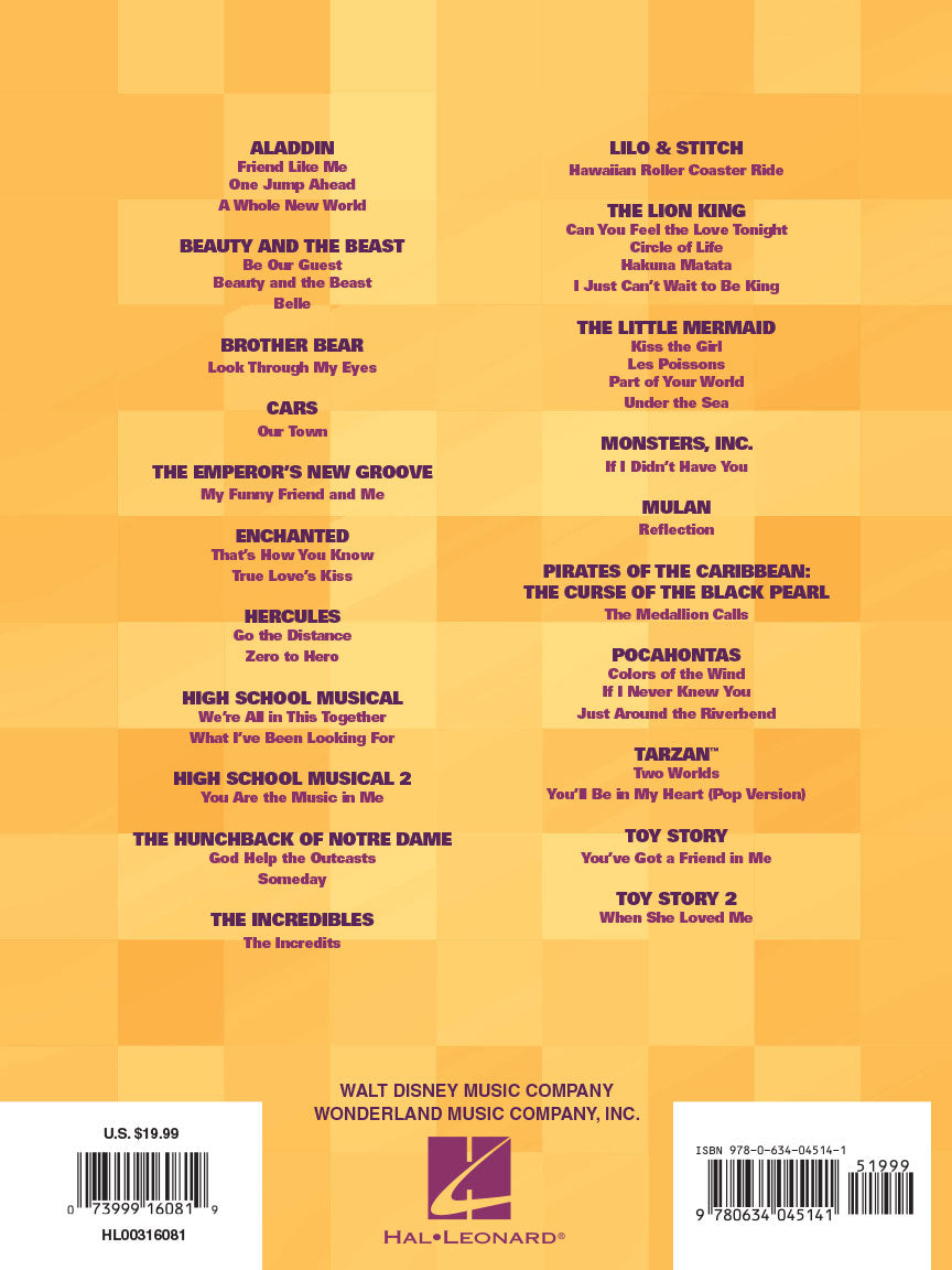 Disney Mega-Hit Movies Easy Piano
