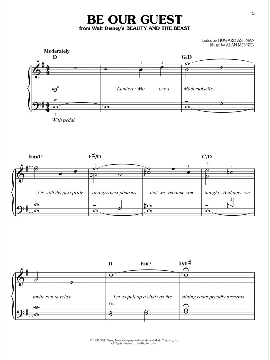 Disney Mega-Hit Movies Easy Piano