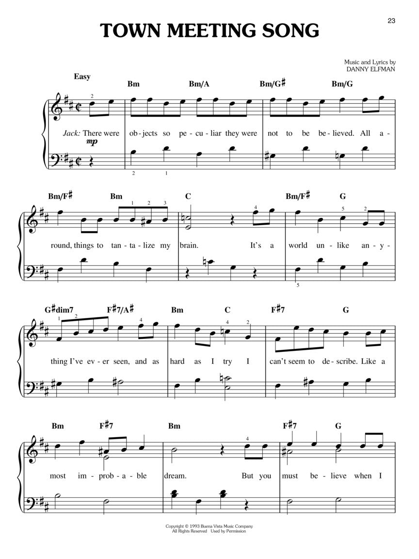 Nightmare Before Christmas - Easy Piano