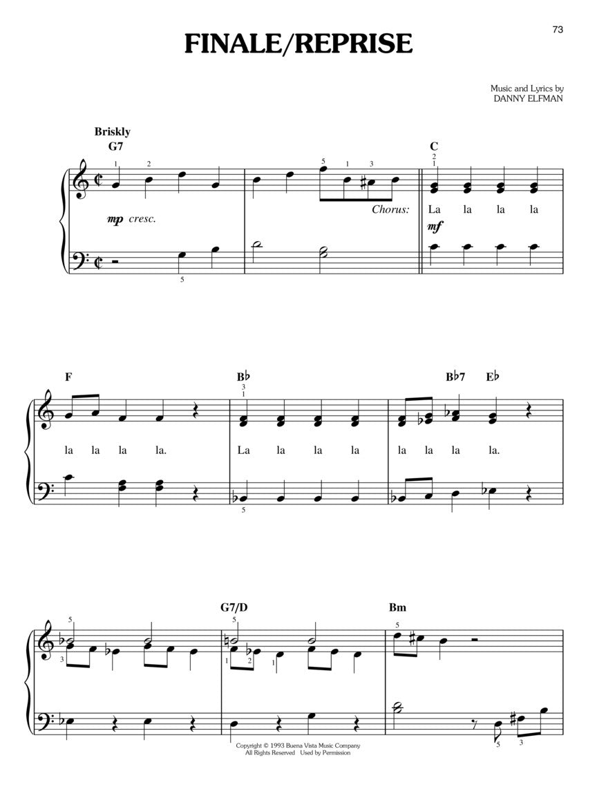 Nightmare Before Christmas - Easy Piano