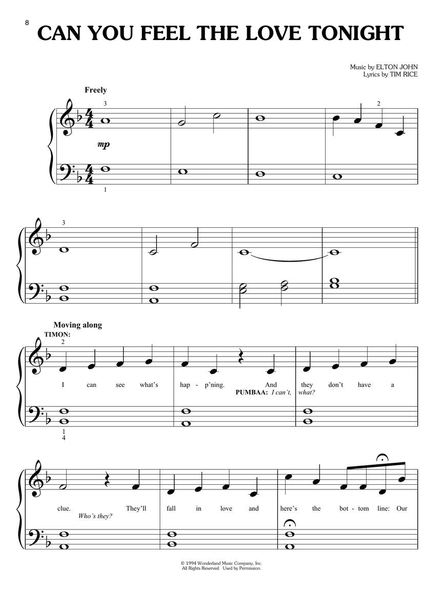 Lion King, The - Big-Note Piano