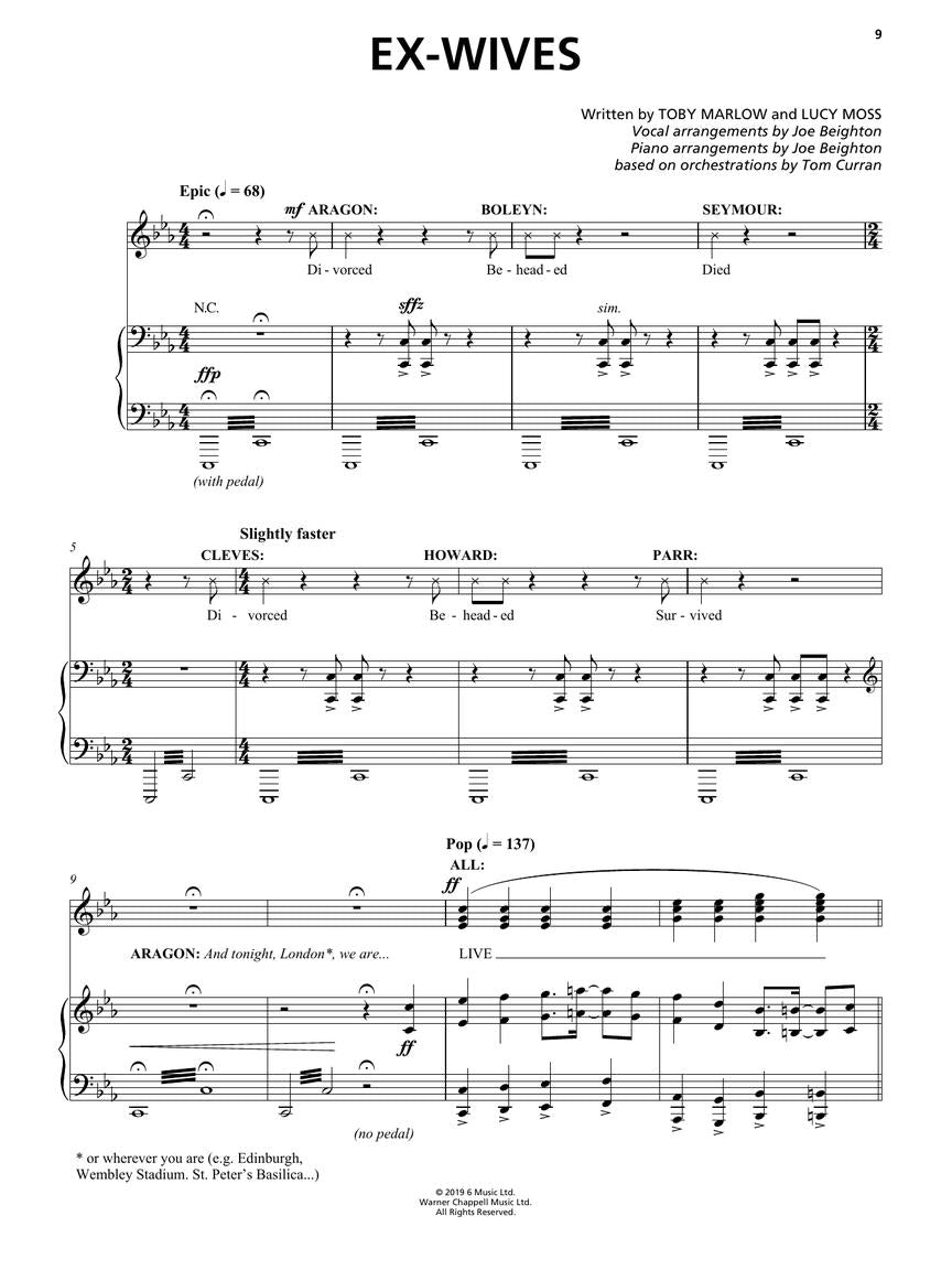 Six: The Musical Vocal Selections