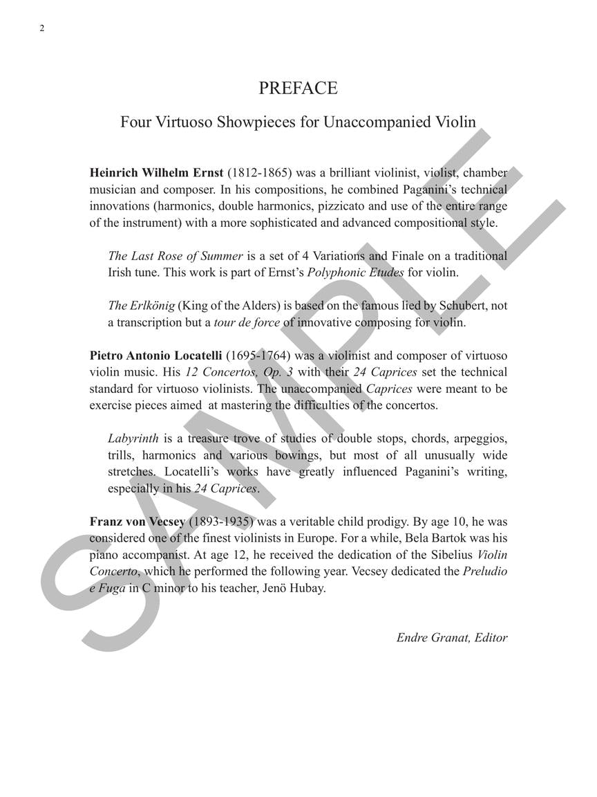 4 Virtuoso Showpieces for Solo Violin