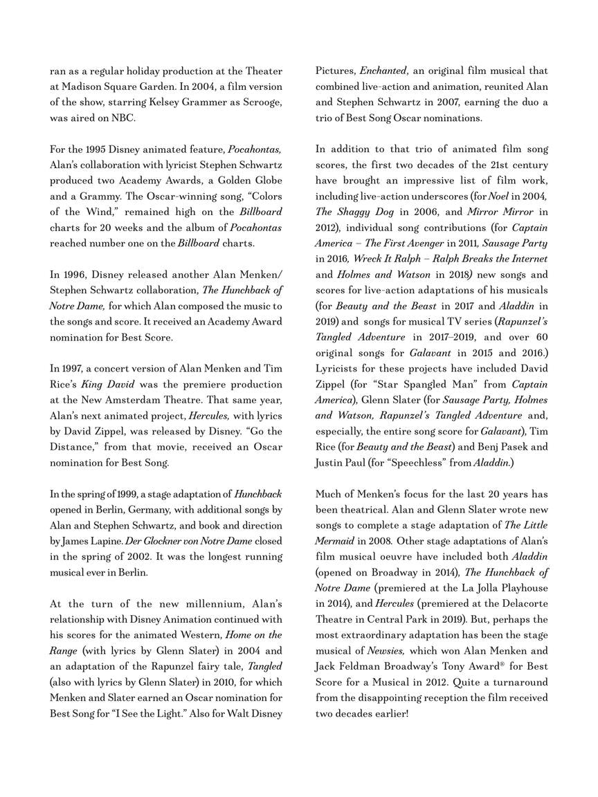 Menken: Alan Menken Songbook – 2nd Edition