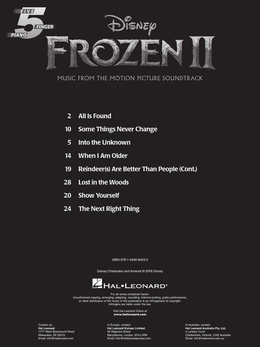 Frozen 2 Five-Finger Piano Songbook