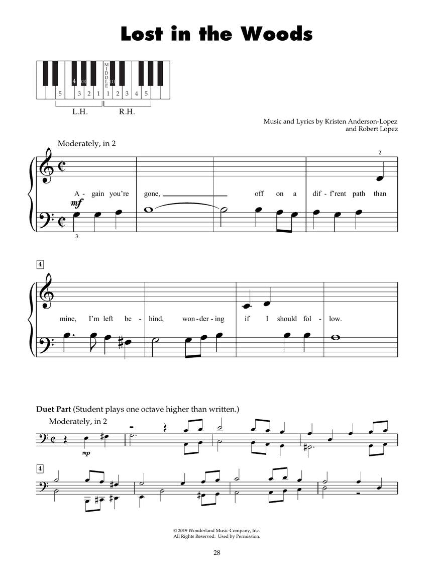 Frozen 2 Five-Finger Piano Songbook