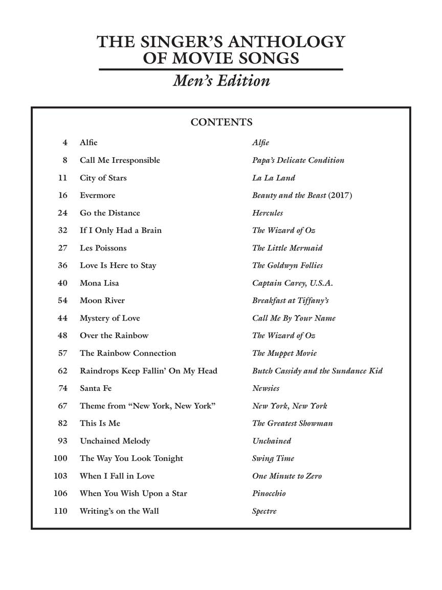 Singer's Anthology of Movie Songs Men's Edition
