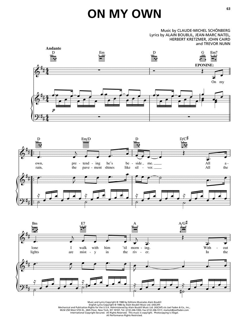 Les Misérables - Piano/Vocal Selections Updated Edition