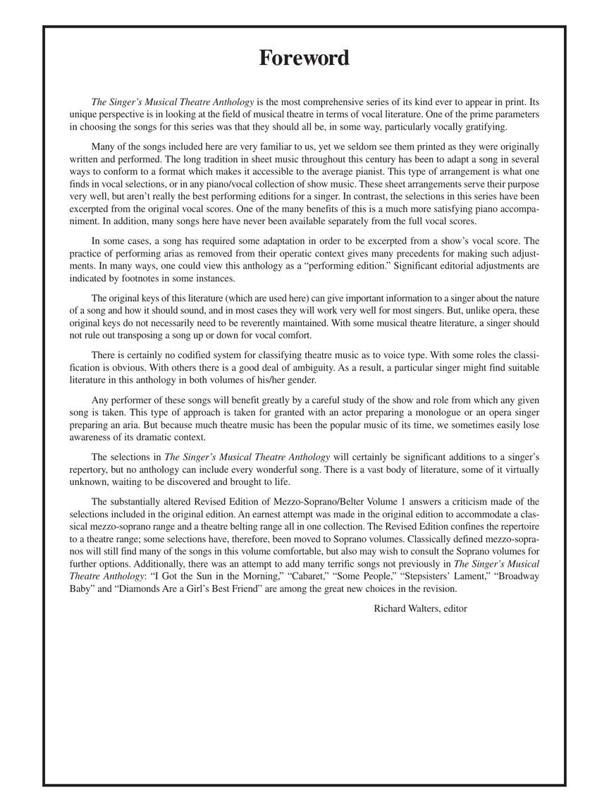 Singer's Musical Theatre Anthology, The - Volume 1 Mezzo-Soprano/Belter Book Only