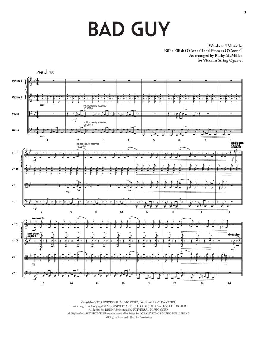 Bad Guy - Vitamin String Quartet from Bridgerton for String Quartet