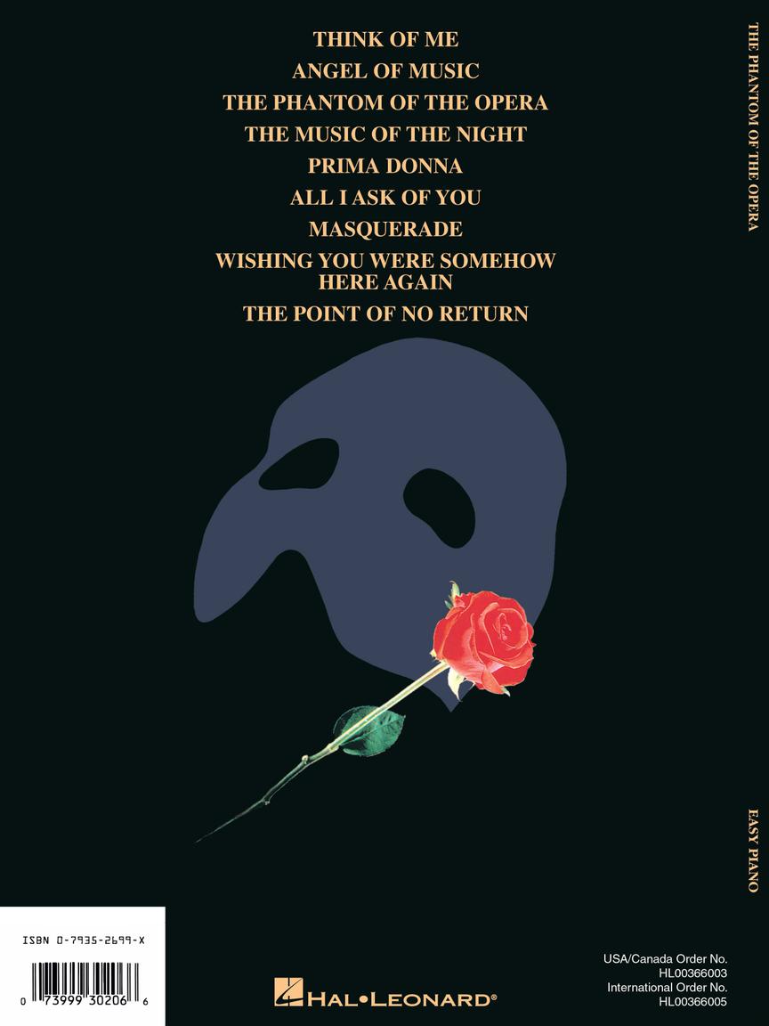 Lloyd Webber Phantom of the Opera - Easy Piano