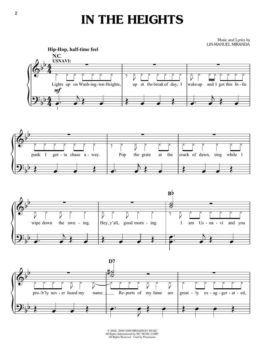 Miranda In the Heights Easy Piano Selections