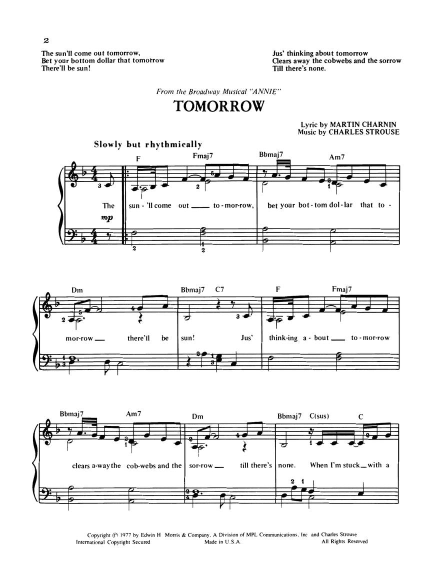 Annie (Broadway) - Easy Piano