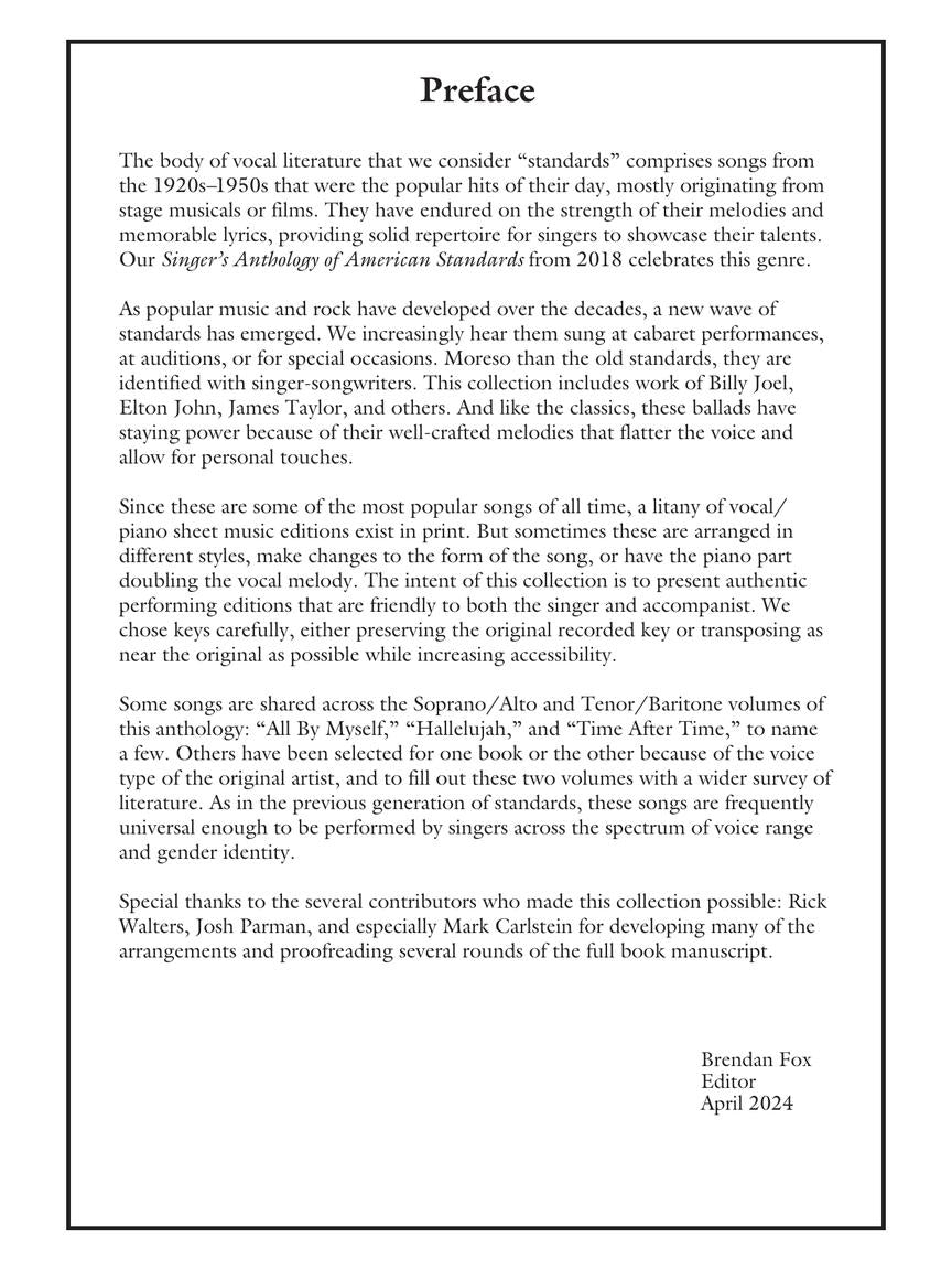 The Singer's Anthology of Pop/Rock Ballads Tenor/Baritone Edition