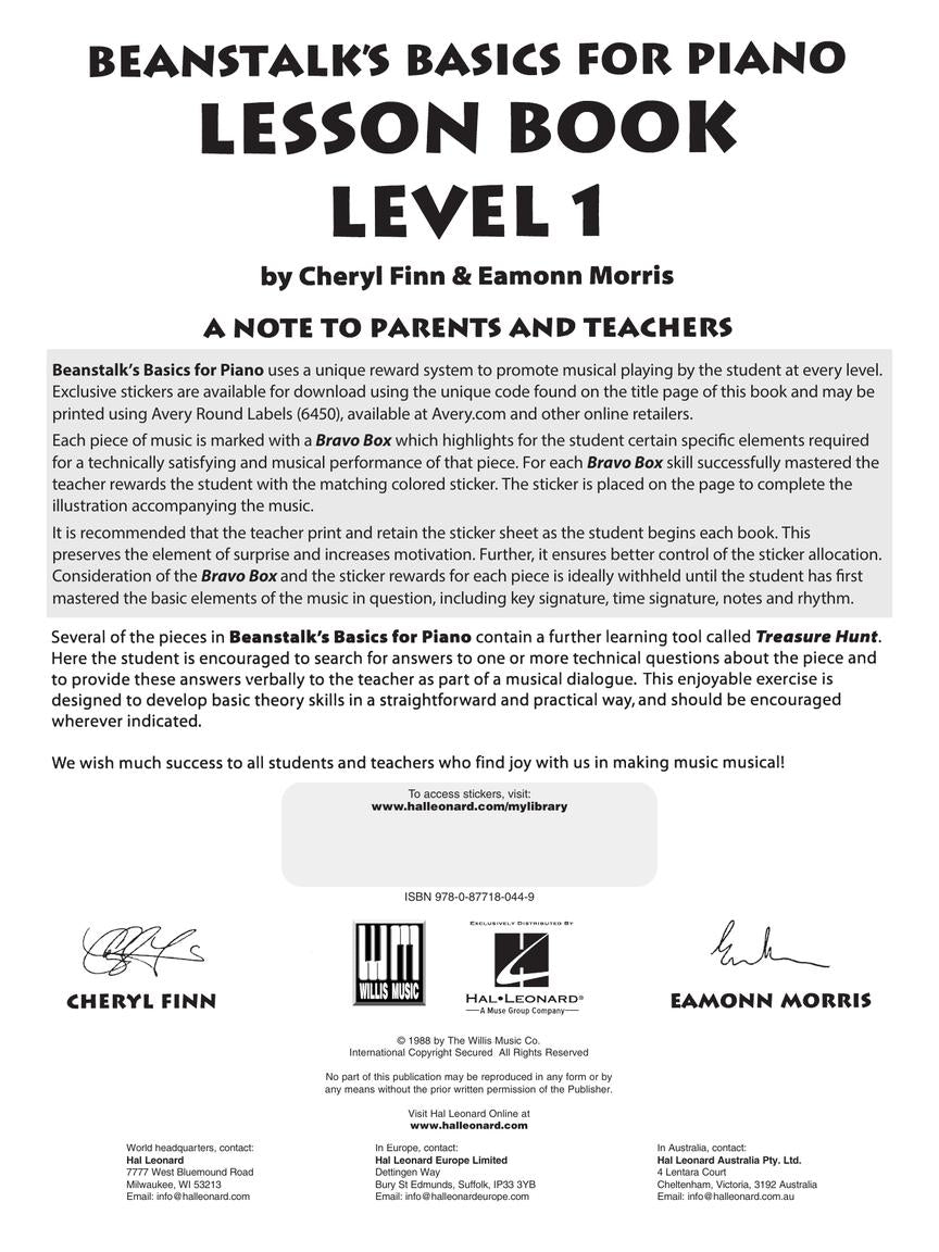 Beanstalk's Basics for Piano Lesson Book Level 1