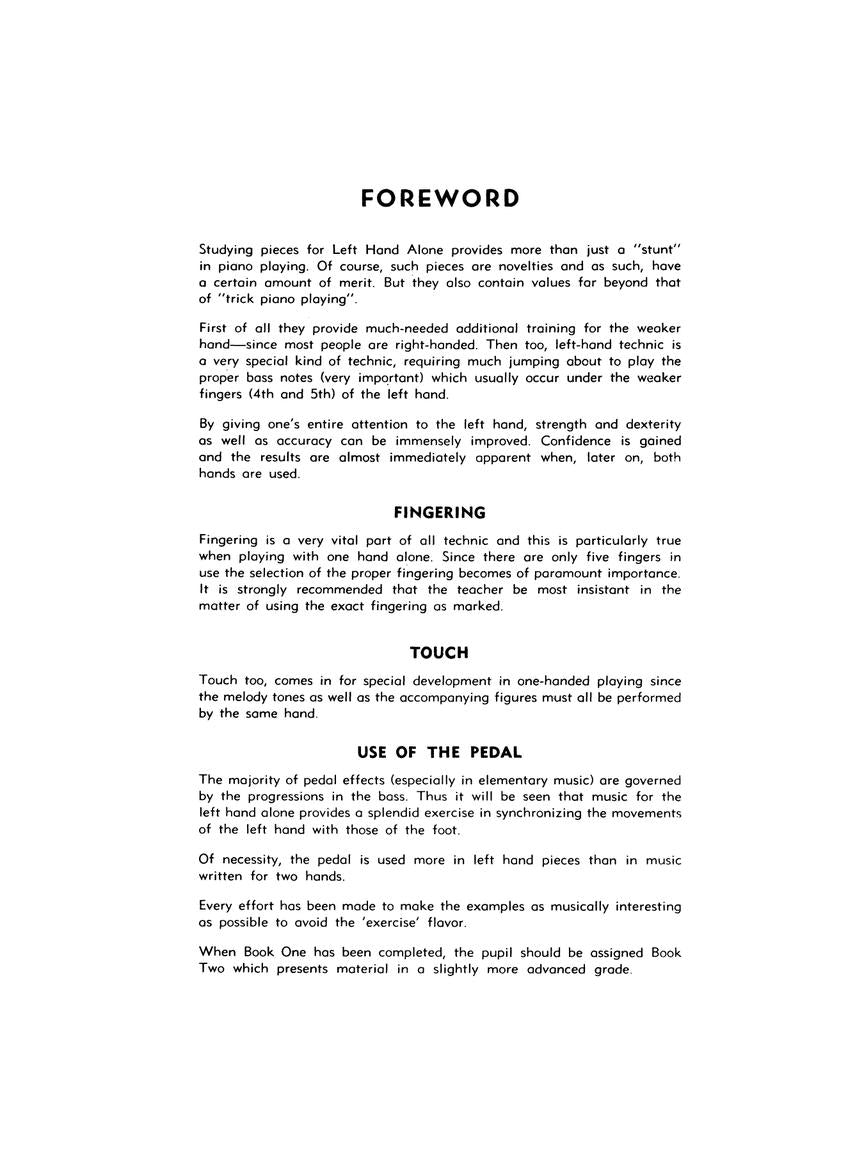 For Left Hand Alone - Book 1