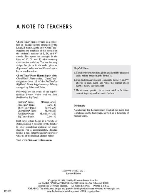 Faber Hymns - Chordtime Piano - Level 2B