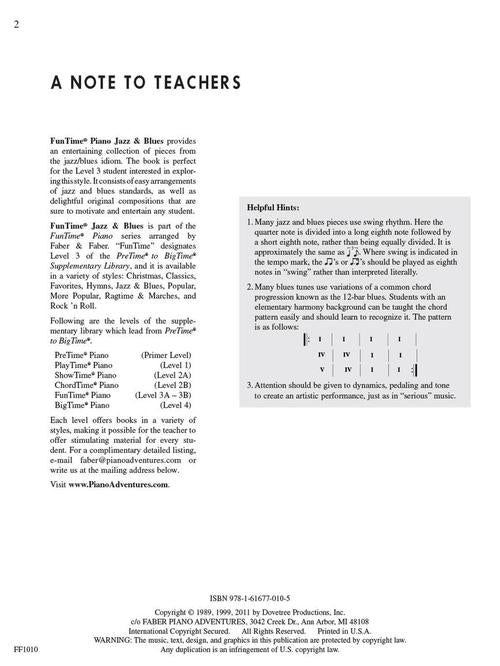 Faber Jazz & Blues - FunTime Piano - Level 3A-3B