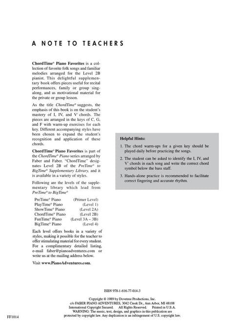 Faber Favorites - Chordtime Piano - Level 2B