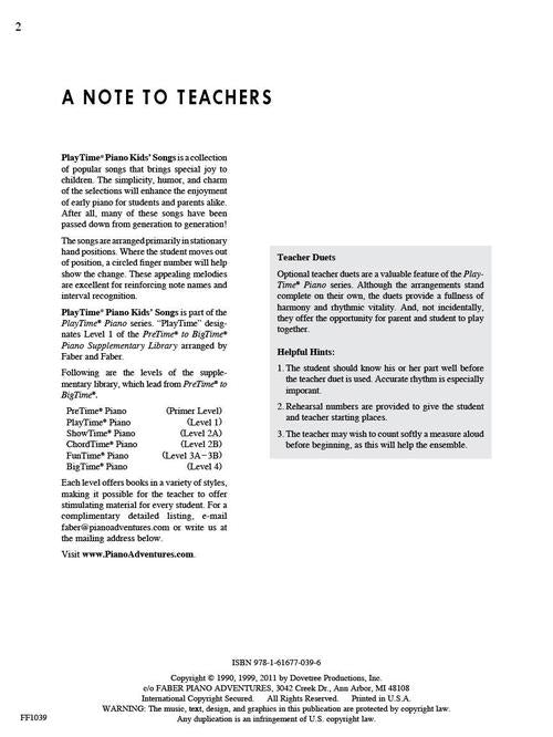 Faber Kids' Songs - PlayTime Piano - Level 1