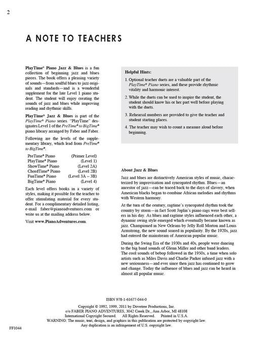 Faber Jazz & Blues - PlayTime Piano - Level 1
