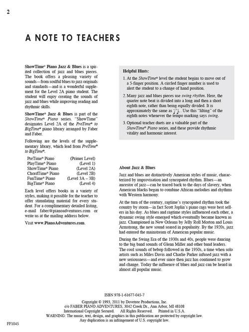 Faber Jazz & Blues - ShowTime Piano - Level 2A