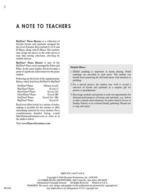 Faber Hymns - BigTime Piano - Level 4