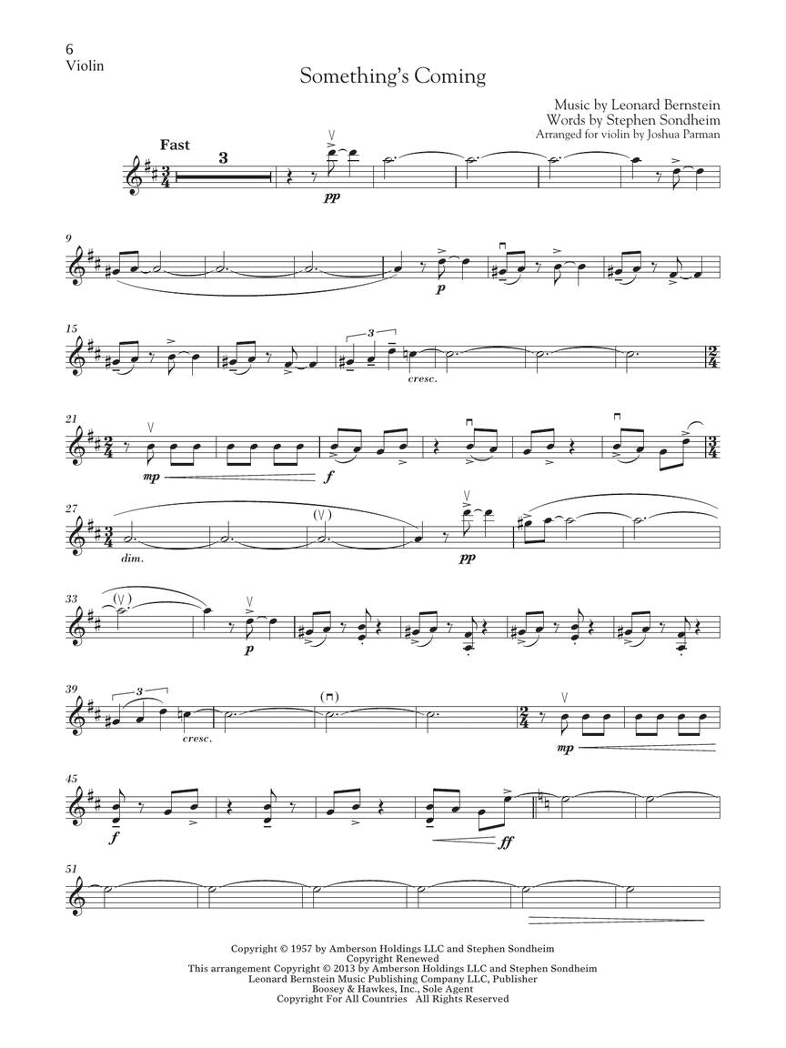 West Side Story Instrumental Solos Arranged for Violin and Piano
