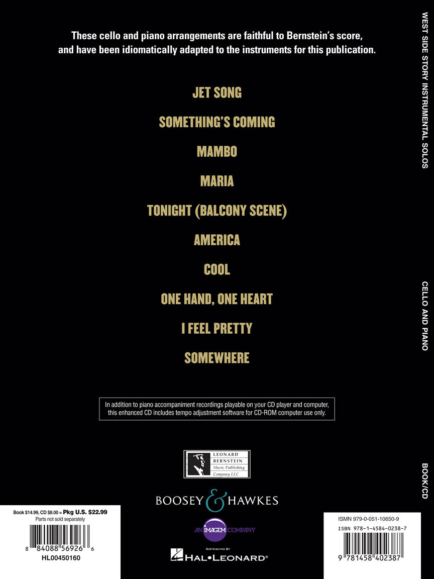 Bernstein West Side Story Instrumental Solos Cello and Piano