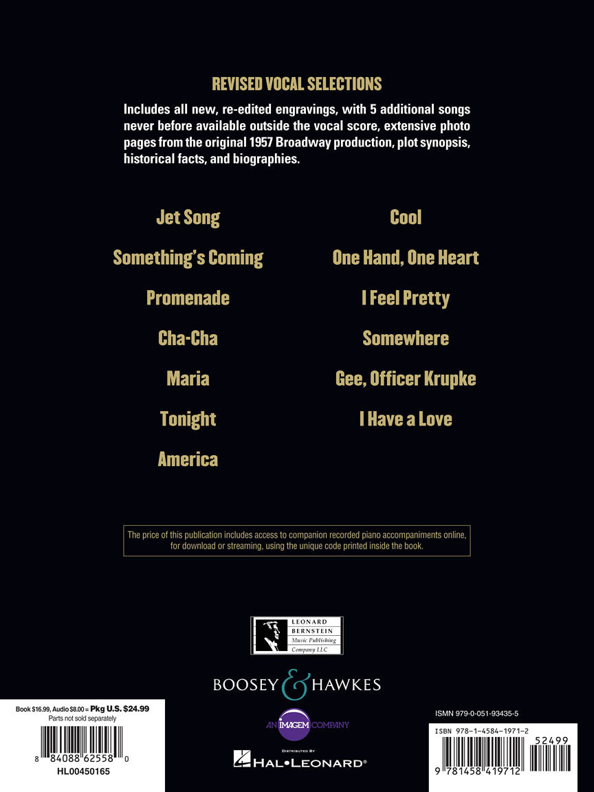 Bernstein West Side Story - Vocal Selections with Piano Accompaniment Recording