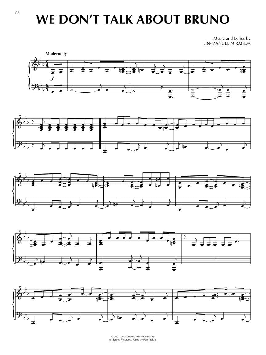 Miranda Encanto Arranged for Piano Solo