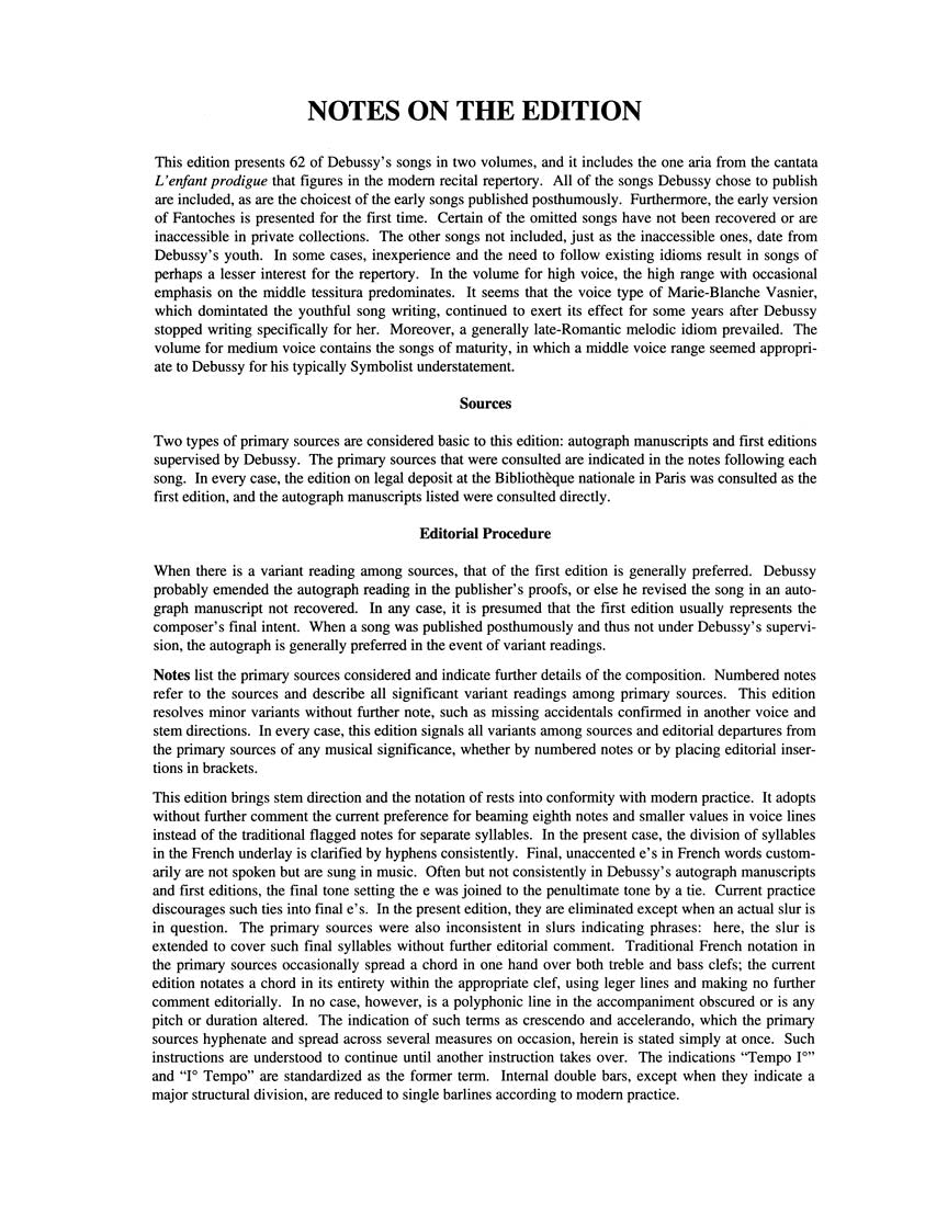 Debussy, Songs Of - Volume II Medium Voice