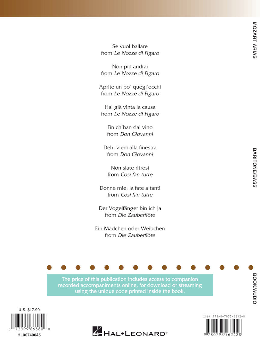 Mozart Arias for Baritone/Bass