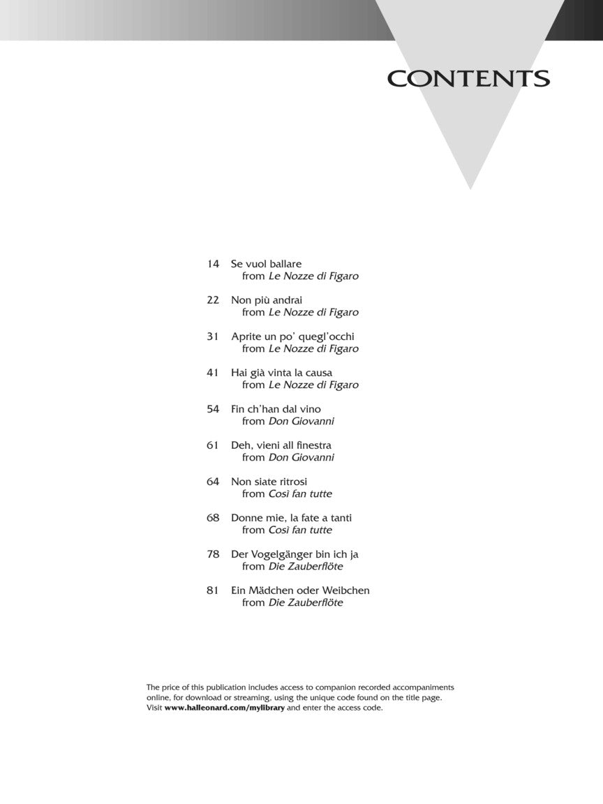 Mozart Arias for Baritone/Bass