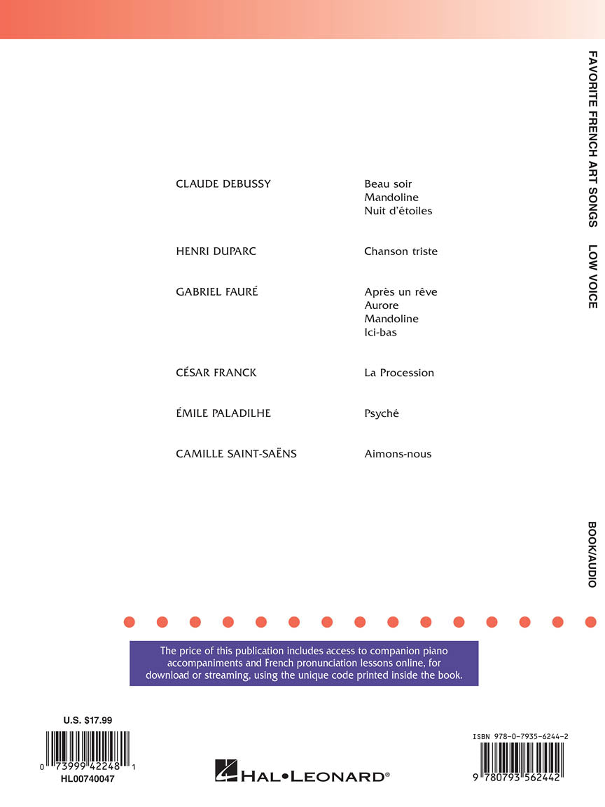 Favorite French Art Songs Low Voice