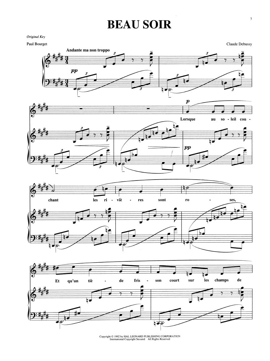 Favorite French Art Songs Low Voice