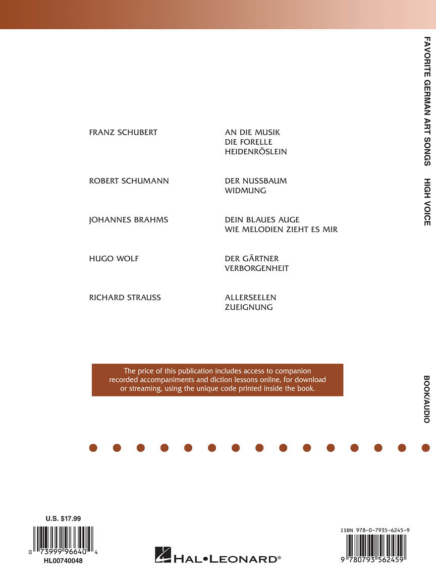 Favorite German Art Songs High Voice