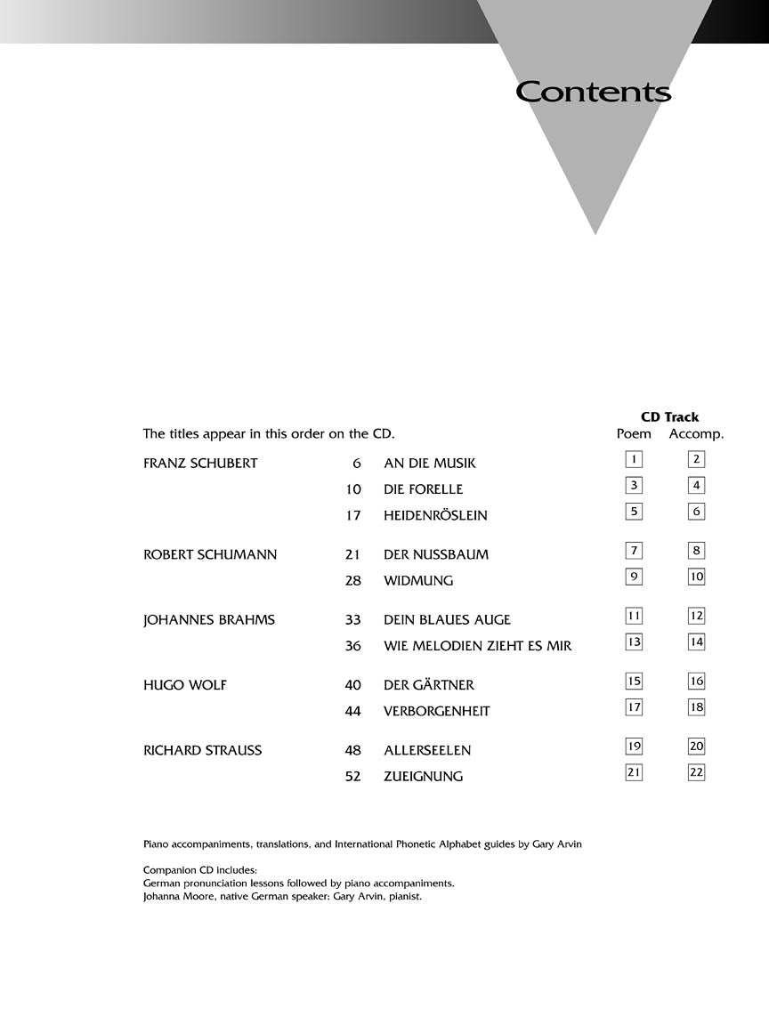 Favorite German Art Songs High Voice