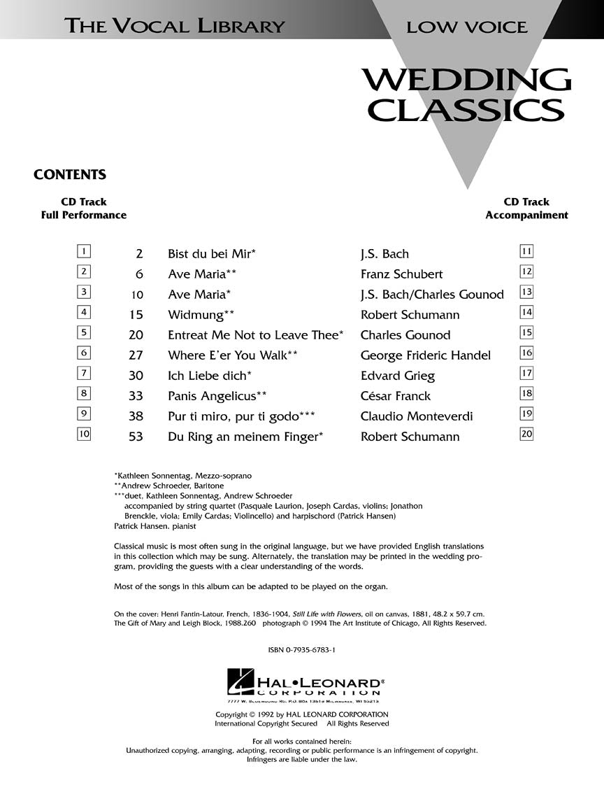 Wedding Classics Low Voice