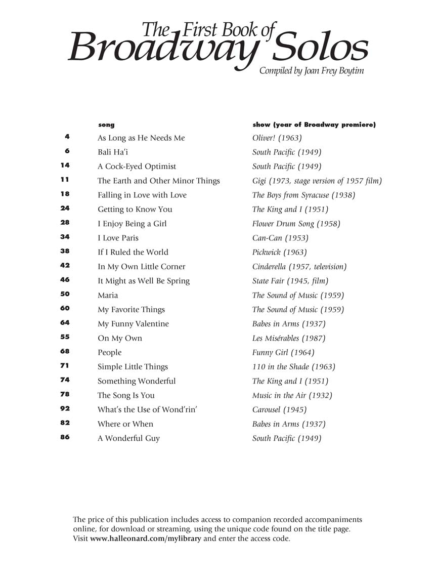 First Book of Broadway Solos - Mezzo-Soprano/Alto