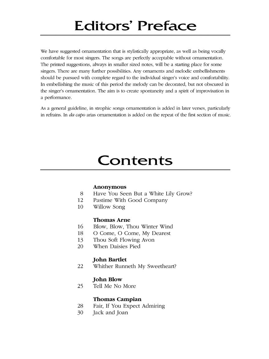 English Songs: Renaissance to Baroque High Voice