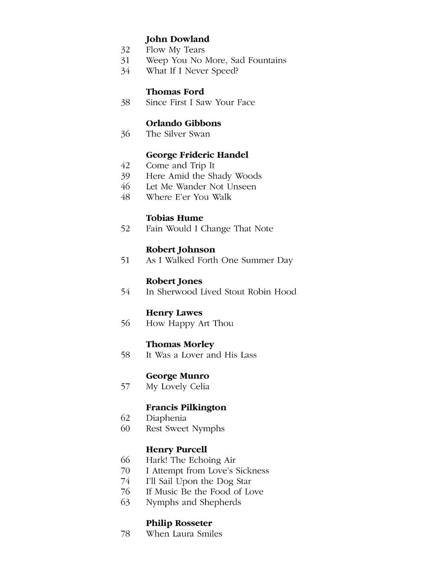 English Songs: Renaissance to Baroque High Voice