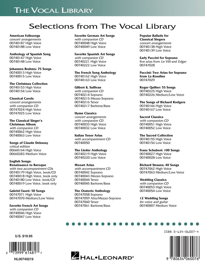 Lieder Anthology for High Voice