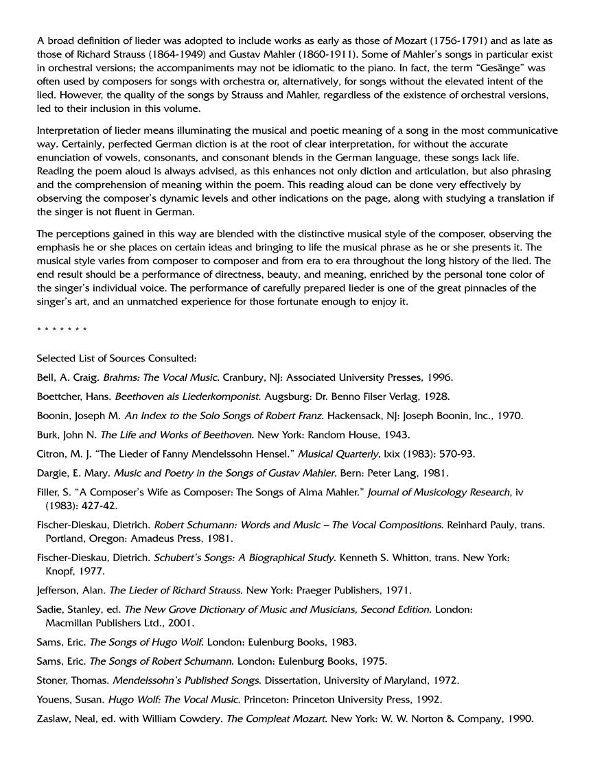 Lieder Anthology for High Voice