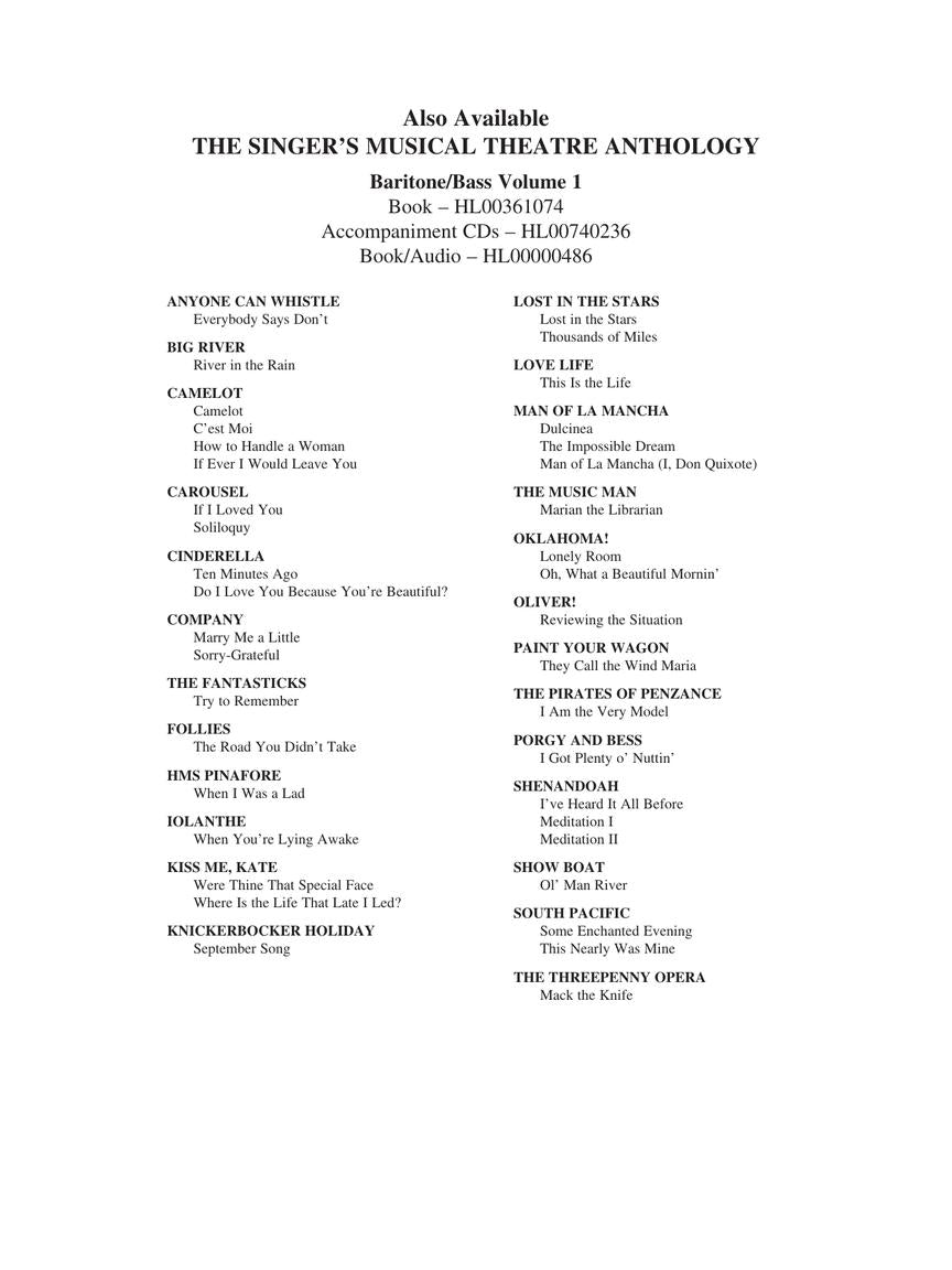 Singer's Musical Theatre Anthology, The