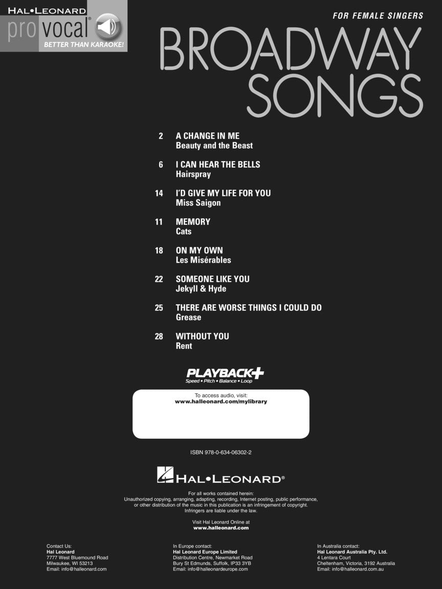Broadway Songs - Pro Vocal Women's Vol. 1