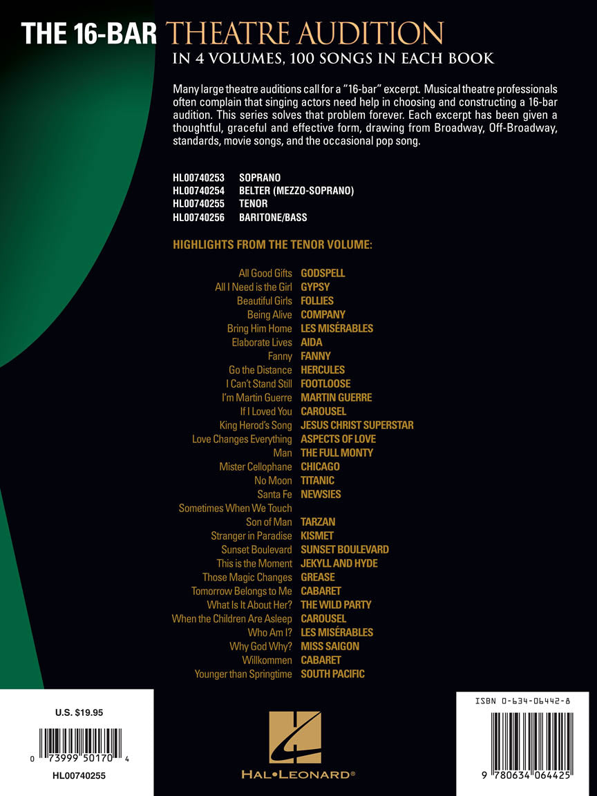 Sixteen-Bar Theatre Audition Tenor Edition