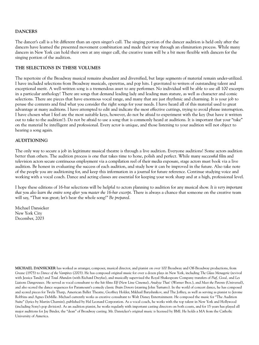 Sixteen-Bar Theatre Audition Tenor Edition